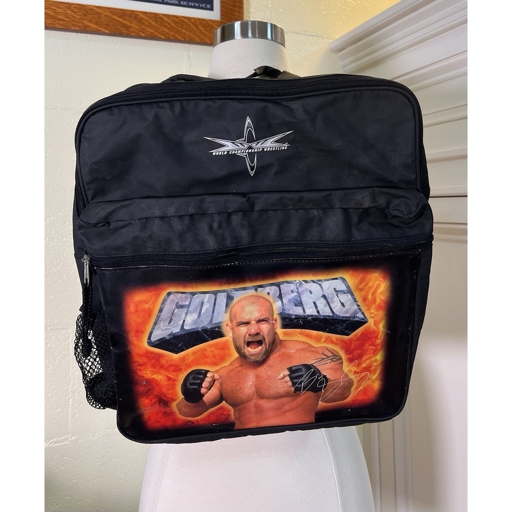 Vtg WCW/NWO Wrestling Bill Goldberg Back Pack 1998 Bag‎ With Water Bottle Holder